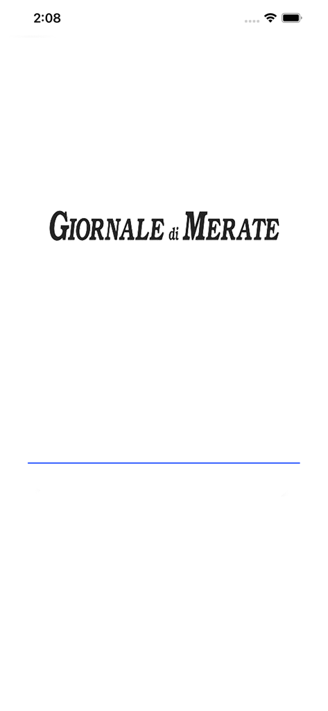 Giornale di Merate Digitale - Schermata di avvio per Giornale di Merate Digitale con il logo del giornale e una barra di caricamento blu
