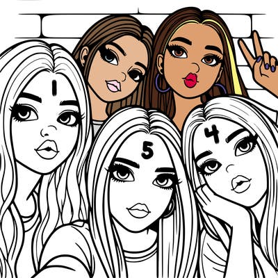 group of teen girls friends y2k up close in a selfie