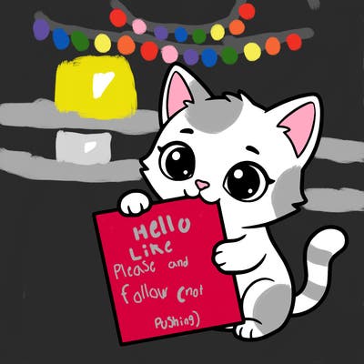 a small cat with a blank sheet of paper in its hand. the cat is sooooooo cute!