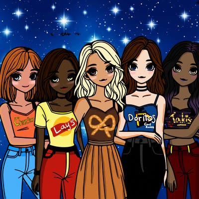 a group of girls realistic