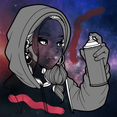 a realistic girl, spray painting