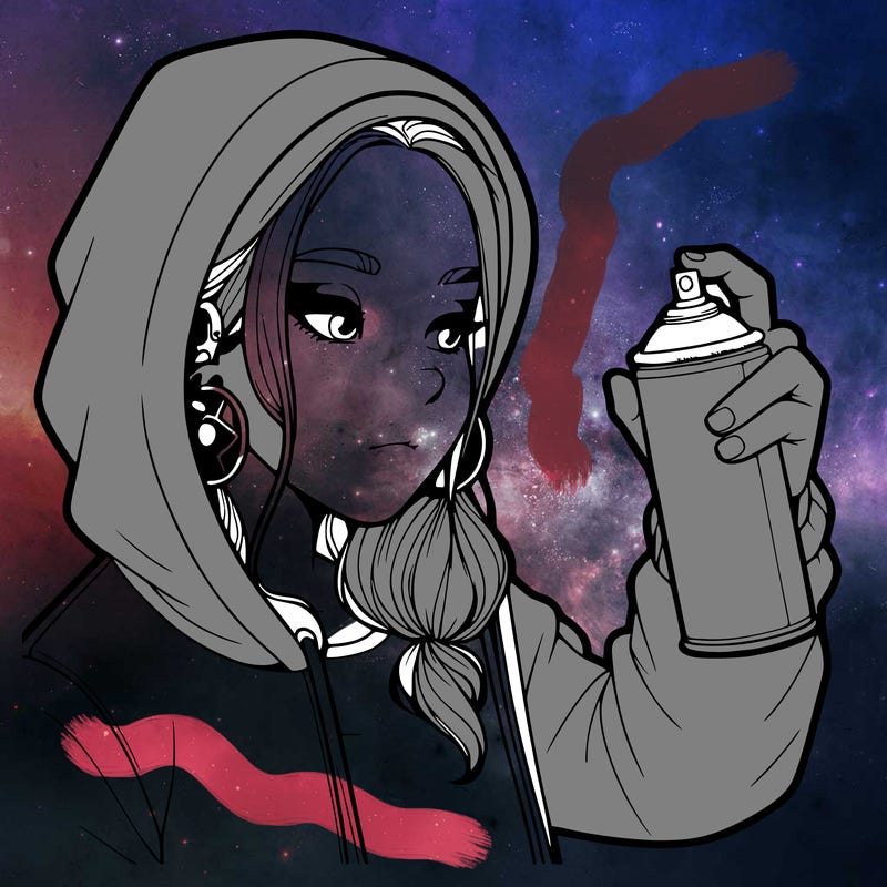 a realistic girl, spray painting