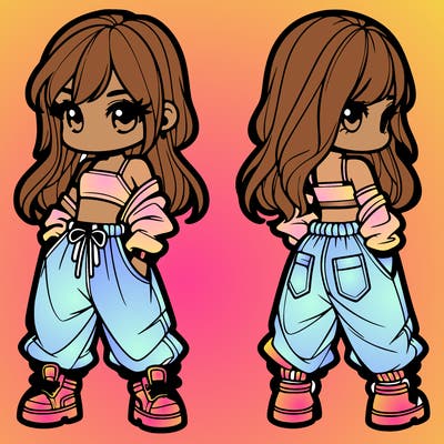 girl in crop top and baggy pants