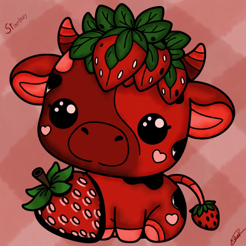 cute strawberry cow