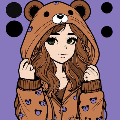 realistic girl in a animal pjs hoodie