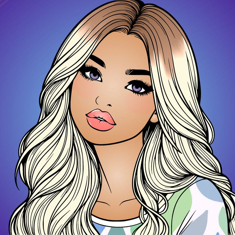 realistic girl with hair on her hair and lips