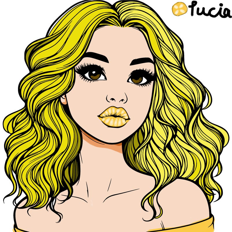 realistic girl with wavy hair and lips