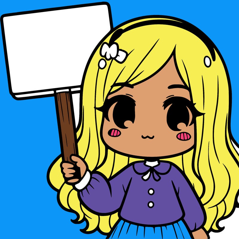 a girl holding a sign