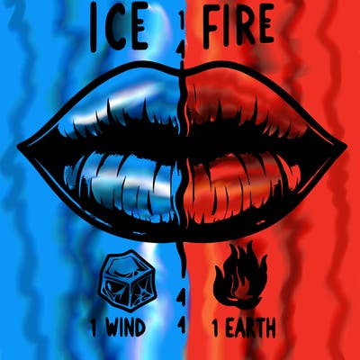 realistic lip split in fourth . 1 fourth ice 1 fire 1wind 1 earth