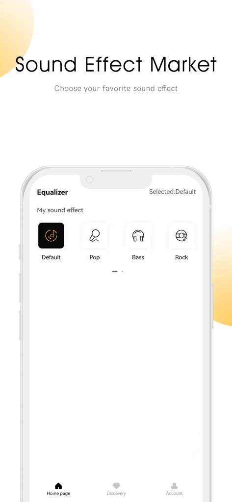 QCY app sound effect market screen showing equalizer presets for earbuds