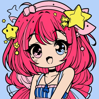 cute anime girl with star accessories