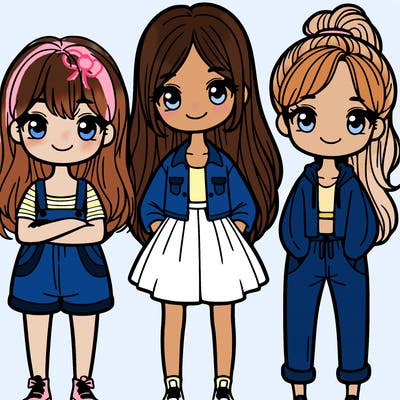 3 girls, 1 tall, 2 short