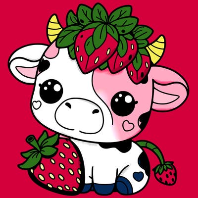 cute strawberry cow