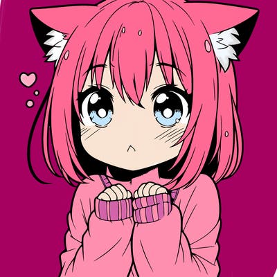 shy anime catgirl