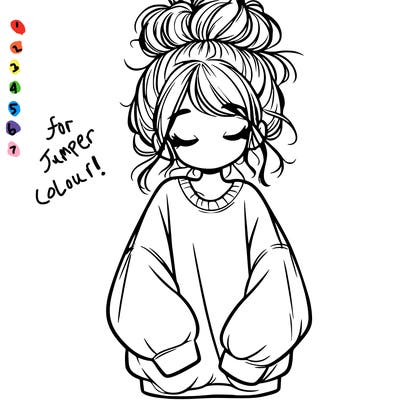girl with baggy sweatshirt and messy bun