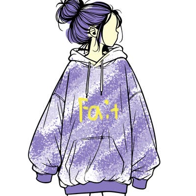 realistic girl with a oversized sweatshirt on and a bun