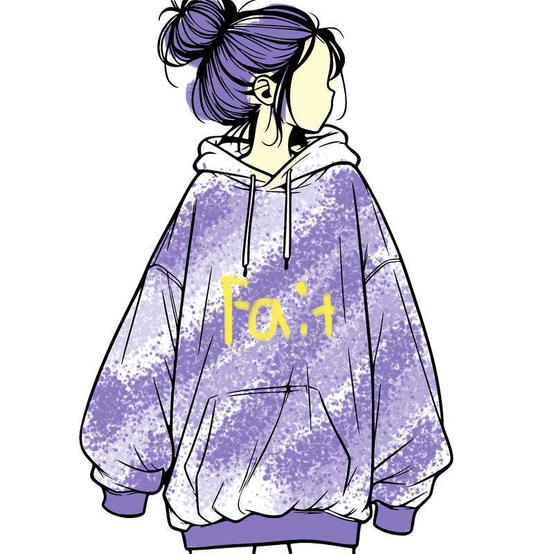 realistic girl with a oversized sweatshirt on and a bun