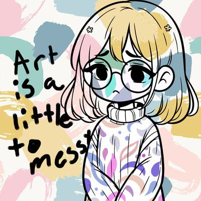 sad girl with glasses in a sweater