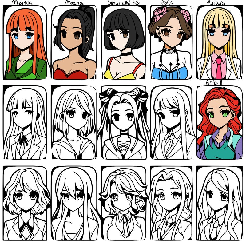 girls that look diffrent anime