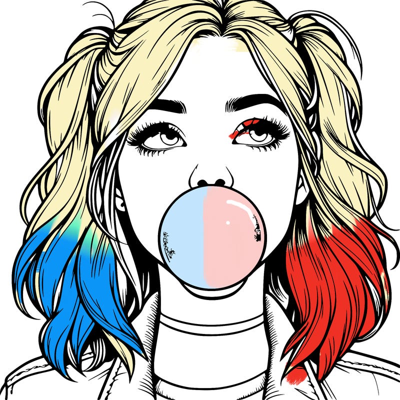 realististic girl blowing bubble -gum