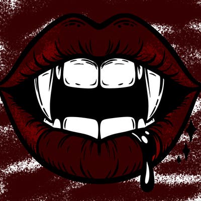 lips with vampire teeth