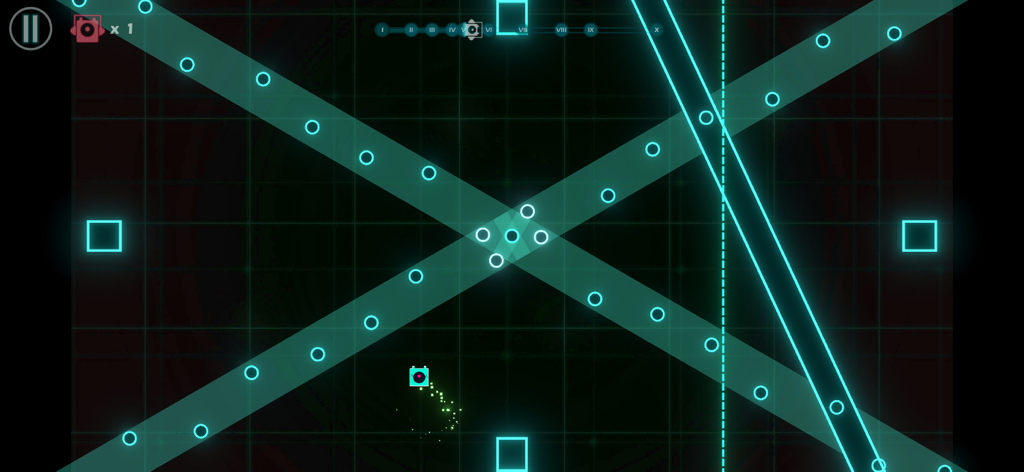 Shape Rhythm - Neon cyan geometric shapes and rhythm patterns in Shape Rhythm game