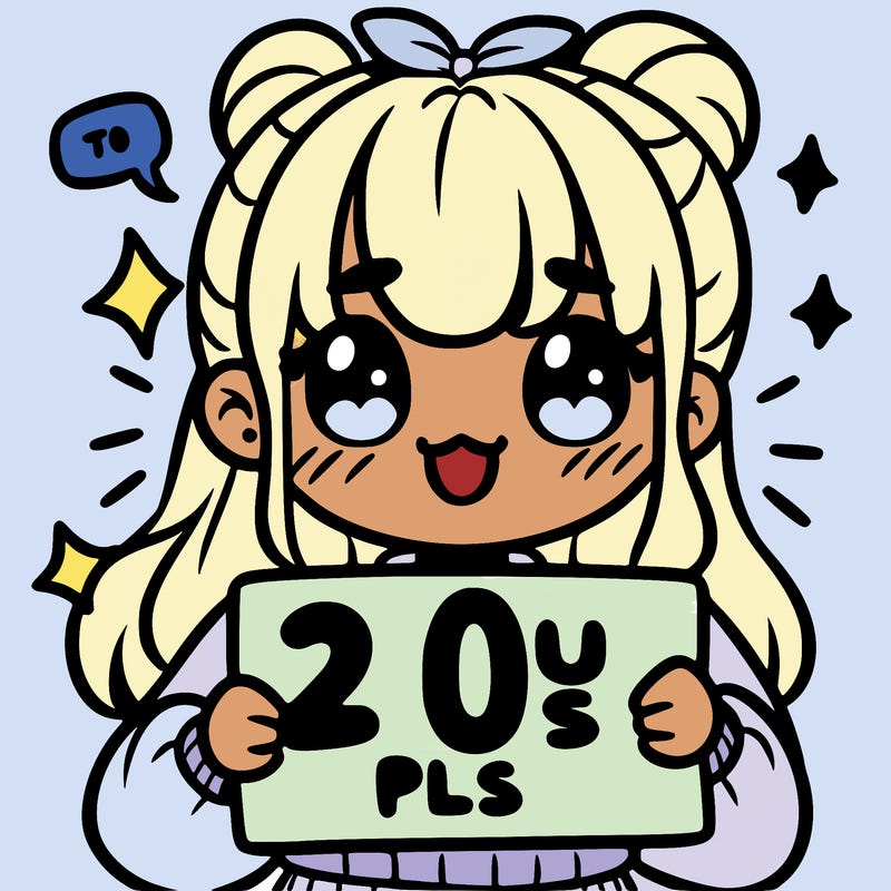 girl holding sing saying 20 subs pls