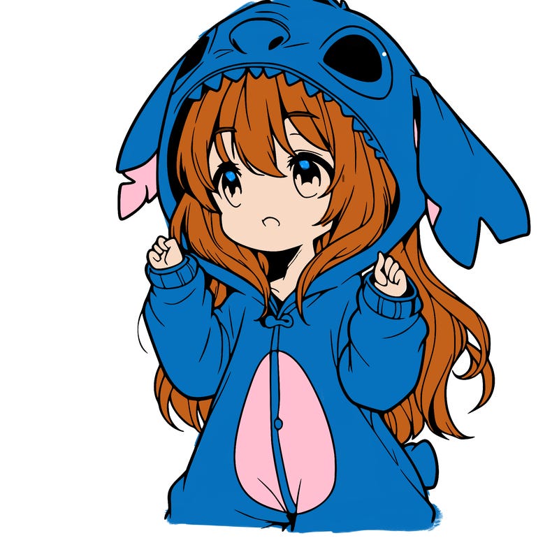 anime girl in a stitch onsie