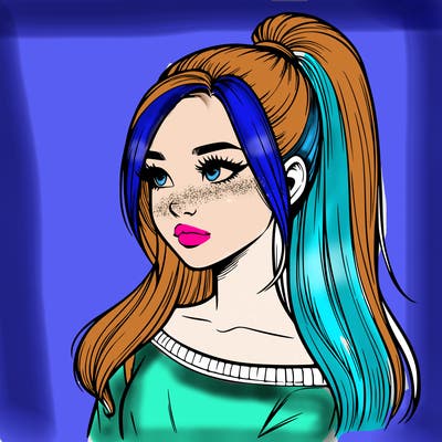 realistic girl with a high ponytail