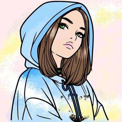 a realistic girl in a hoodie