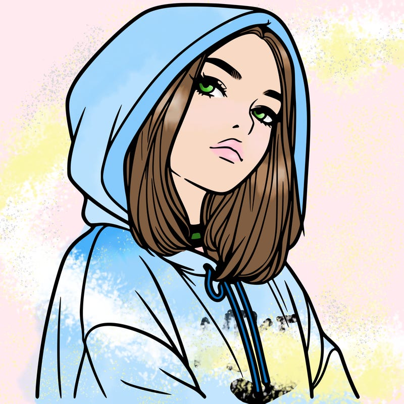 a realistic girl in a hoodie