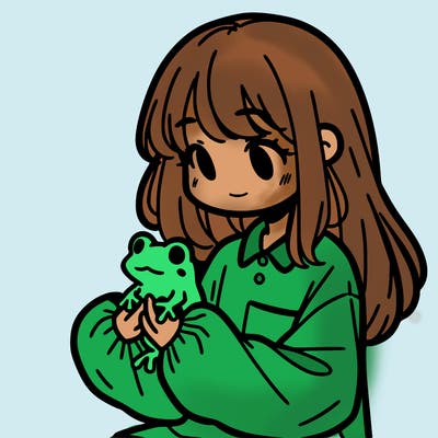girl with long hair and a oversized shirt. and she is holding a frog