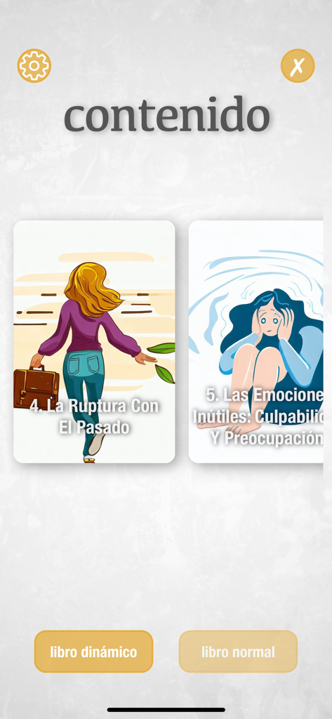Tus Zonas Erróneas - Interface of the Tus Zonas Erroneas app showing chapters about personal growth and emotional well-being