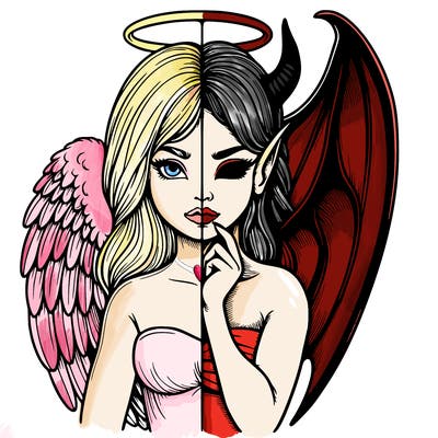 realistic angel half demon