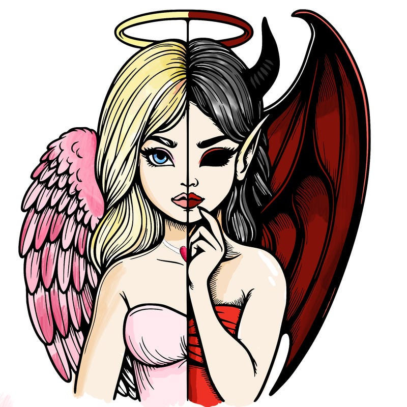 realistic angel half demon