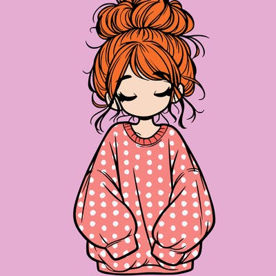 girl with baggy sweatshirt and messy bun