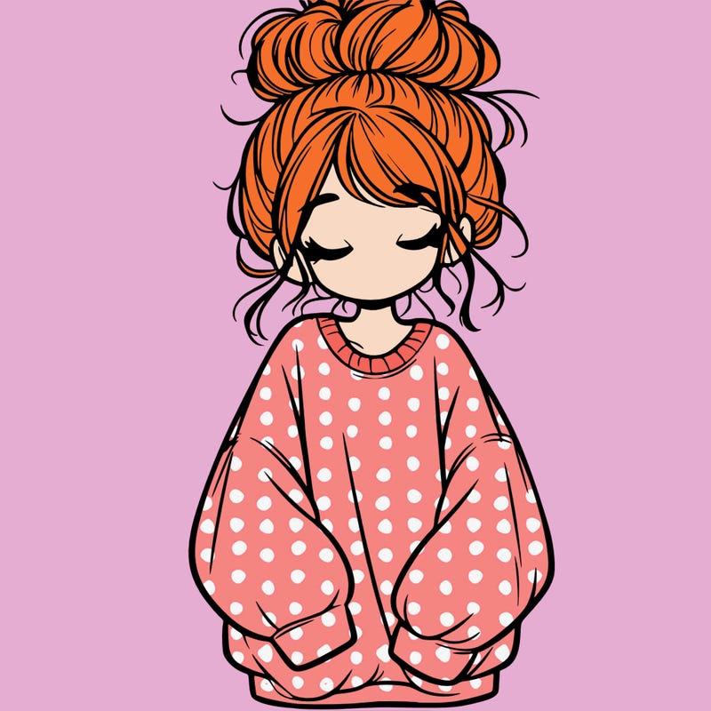 girl with baggy sweatshirt and messy bun