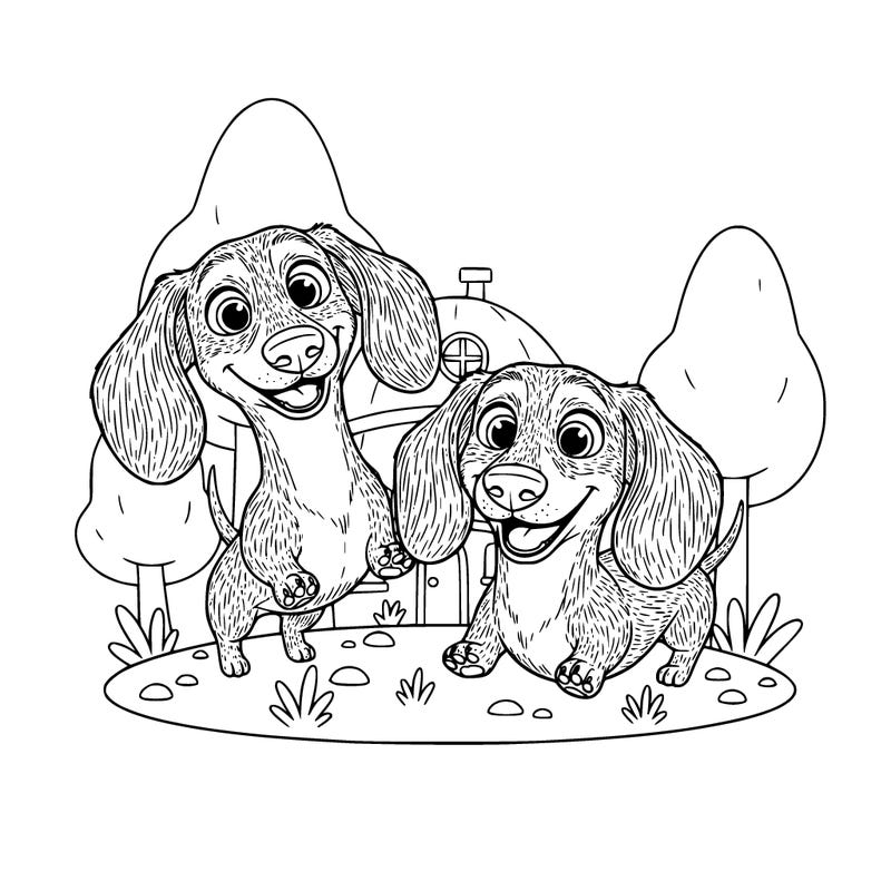 two playful dachshunds