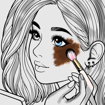 a realistic girl doing her makeup