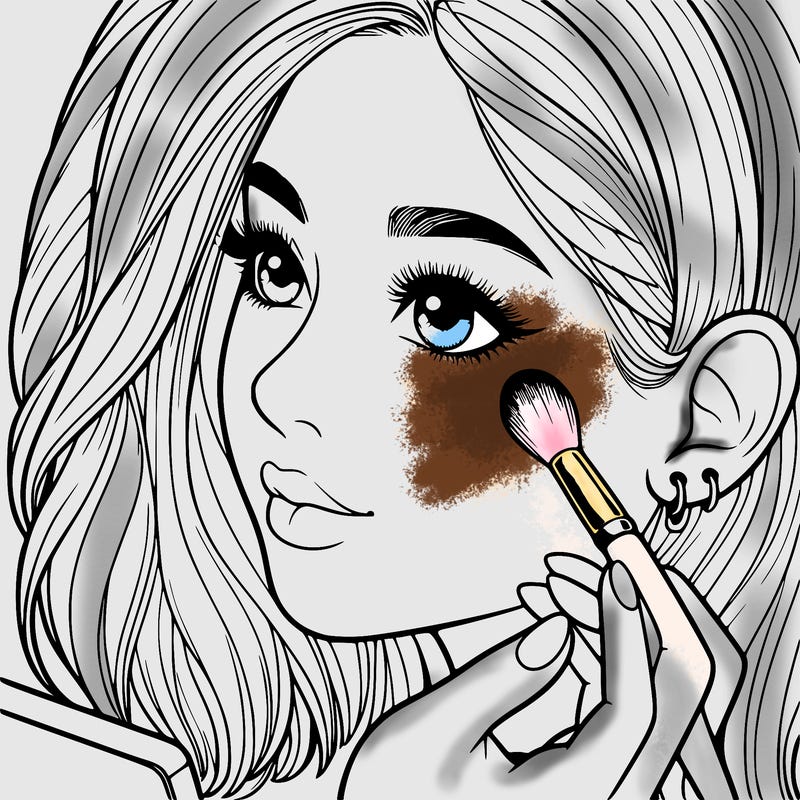 a realistic girl doing her makeup