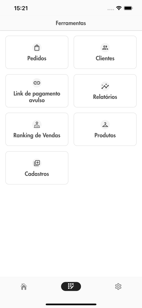 Vesti Vendas - Painel de ferramentas de negócios Vesti Vendas mostrando opções de pedidos, clientes e relatórios