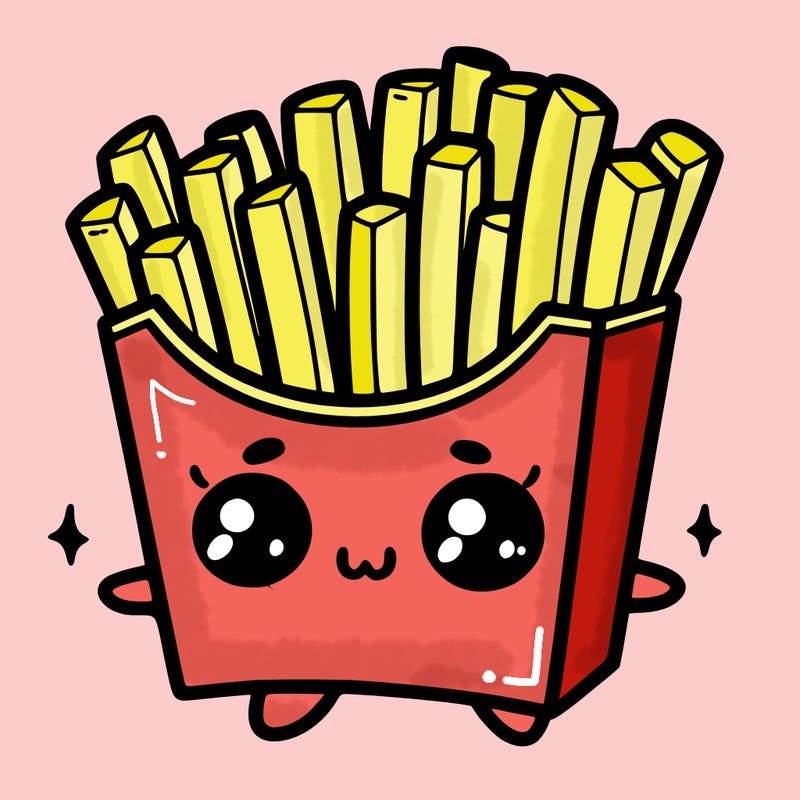 a cute. french fries