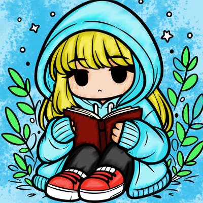 girl in oversized hoodie reading a book