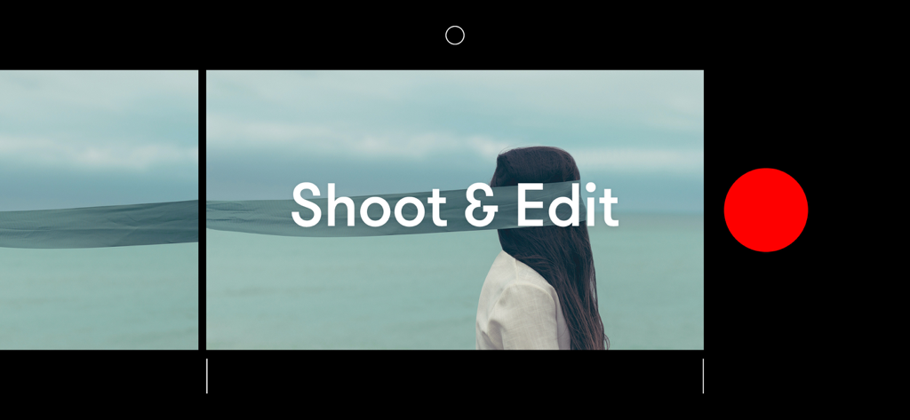 Nizo - Video Editor & Camera - Minimalist interface of Nizo video editor with Shoot and Edit text and a red record button