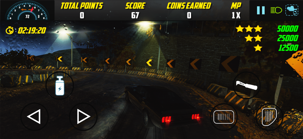 Drift Game : Driving Simulator - 검은색 차가 Drift Ride Ultimate Racer 게임플레이에서 밤의 산길을 드리프트하는 모습