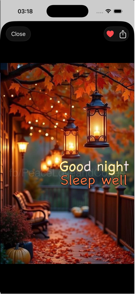 Good Morning Night Afternoon - Un acogedor porche otoñal con linternas encendidas y un saludo de buenas noches.