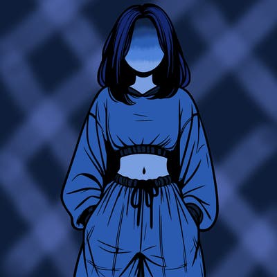 realistic girl faceless with baggy pants and a crop top