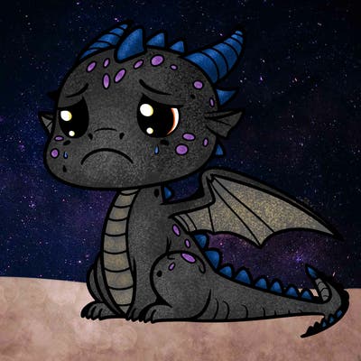 a very sad dragon