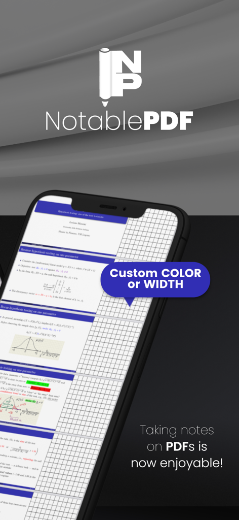 Notable PDF - Notable PDF app screen showing a customizable grid margin added to a document for notes