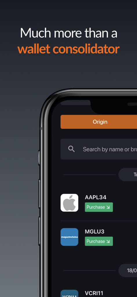 Status Invest - Interface do aplicativo Status Invest para rastreamento de portfólio de investimentos e consolidação de carteira.